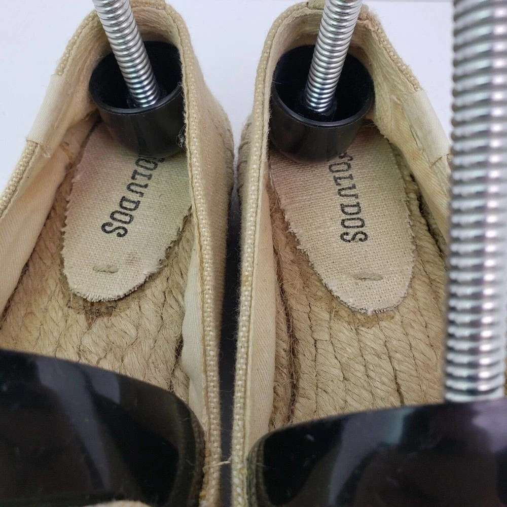 Soludos Womens Size 7.5 Tan Textile Palm Tree Slip On Espadrille Loafer Shoes